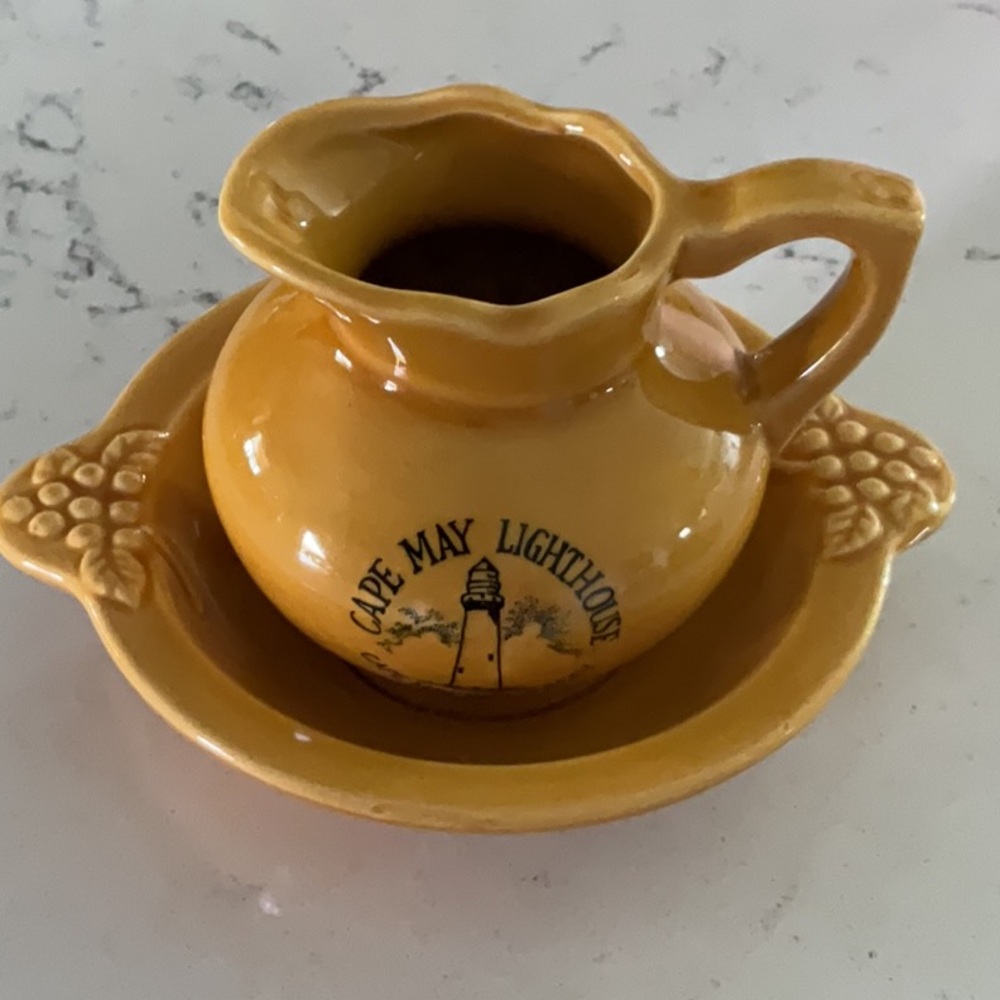 Vintage 60’s Ceramic Pitcher & Bowl “Cape May, NJ Lighthouse” Made in Japan